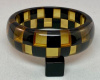 SZ12  Shultz black & applejuice bakelite 2 row checkerboard bangle